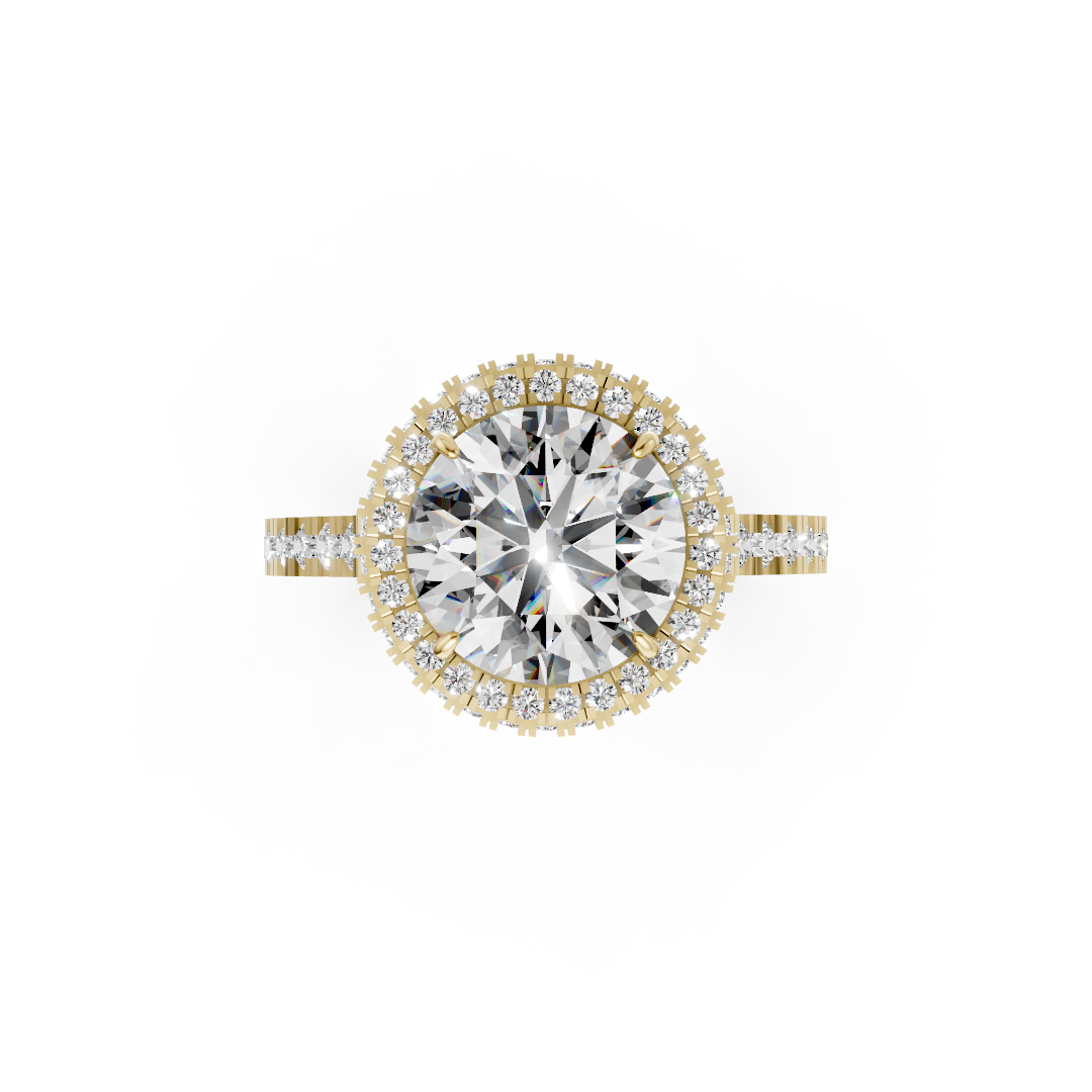 Round Diamond Halo Pave Set Ring