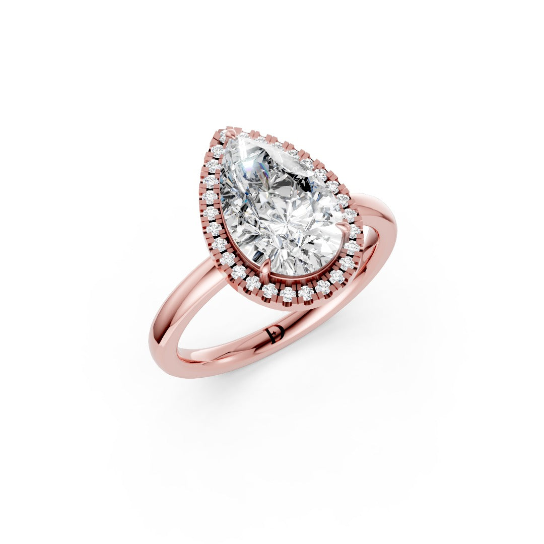 Pear Cut Lab Created Diamond Halo Anniversary Ring