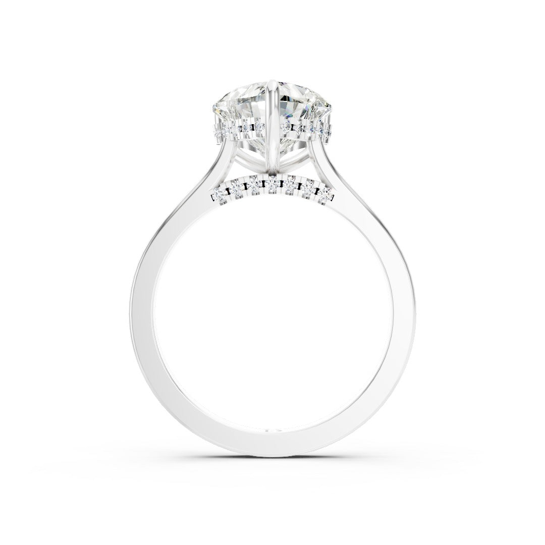 Heart Diamond Solitaire With Under-Halo & Bridge Accents