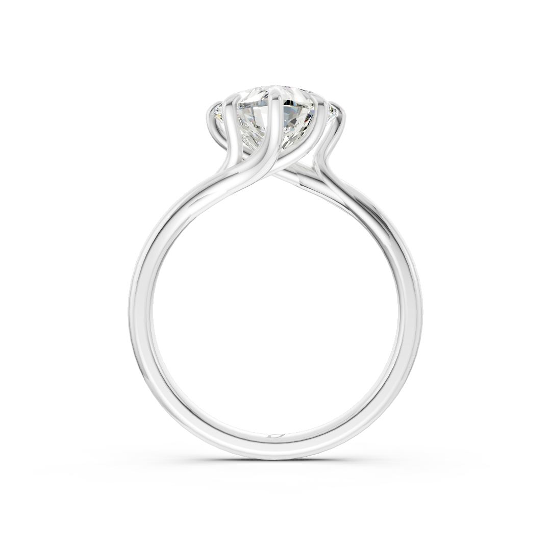Heart Diamond Bypass Shank Solitaire Ring