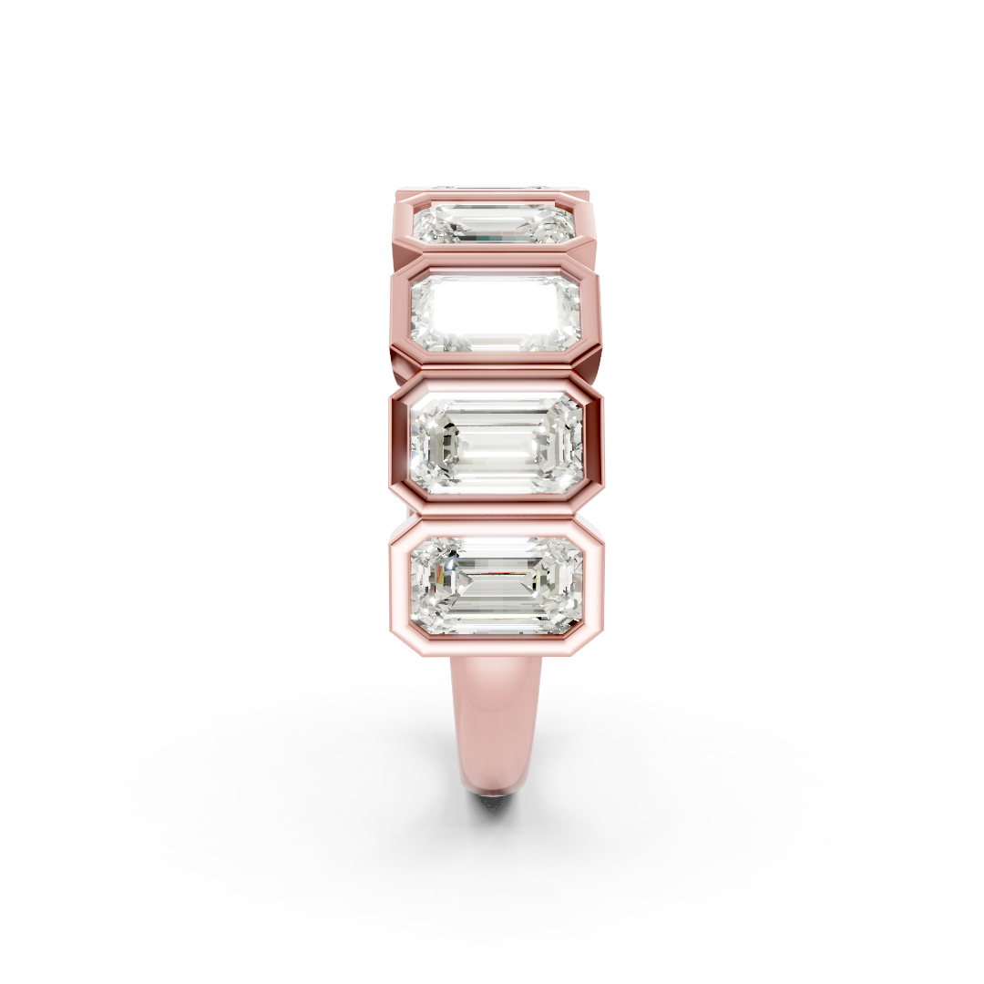 Bezel Set Emerald Diamond Half Eternity Band