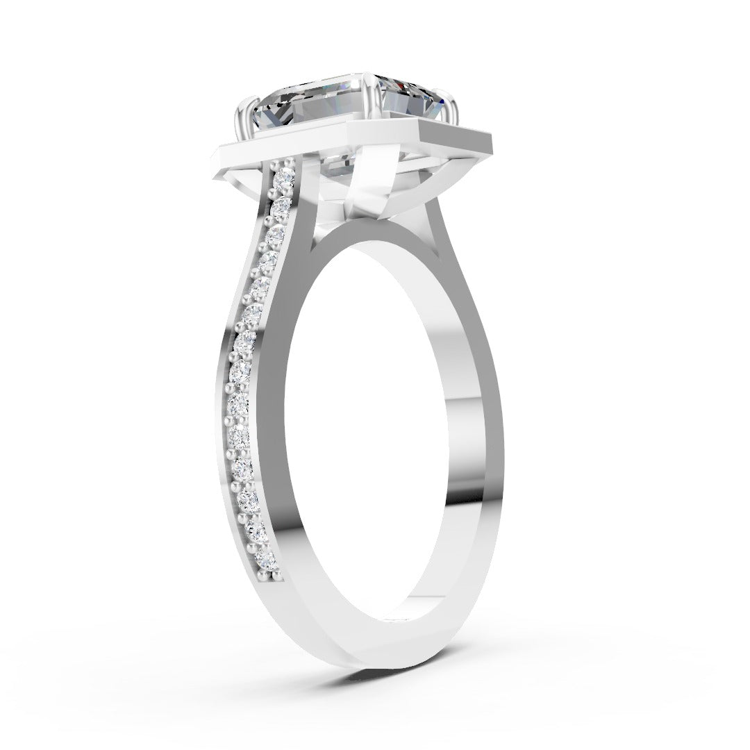 Asscher Cut Lab Grown Diamond Halo Engagement Ring