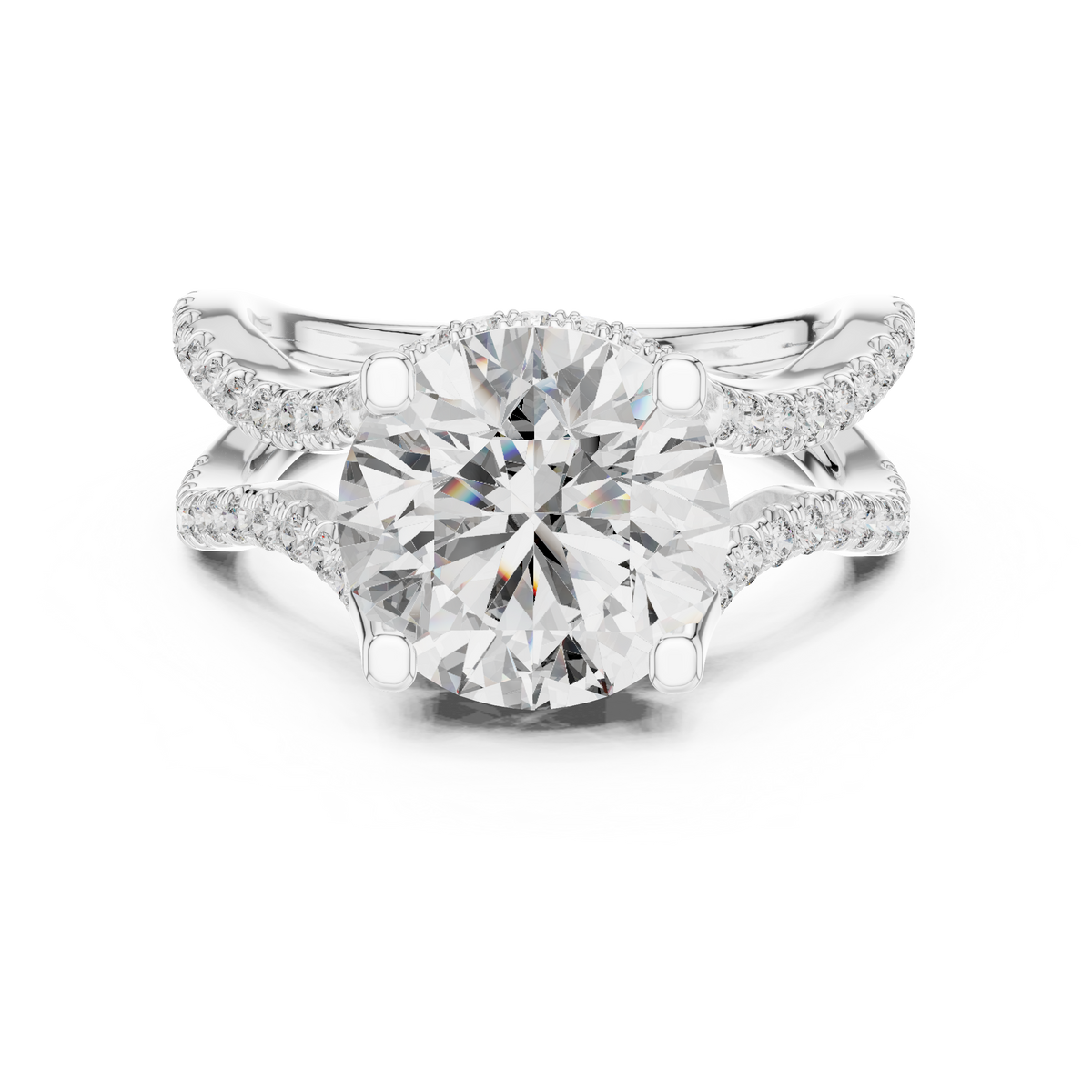 Round Diamond Split Shank Engagement Ring