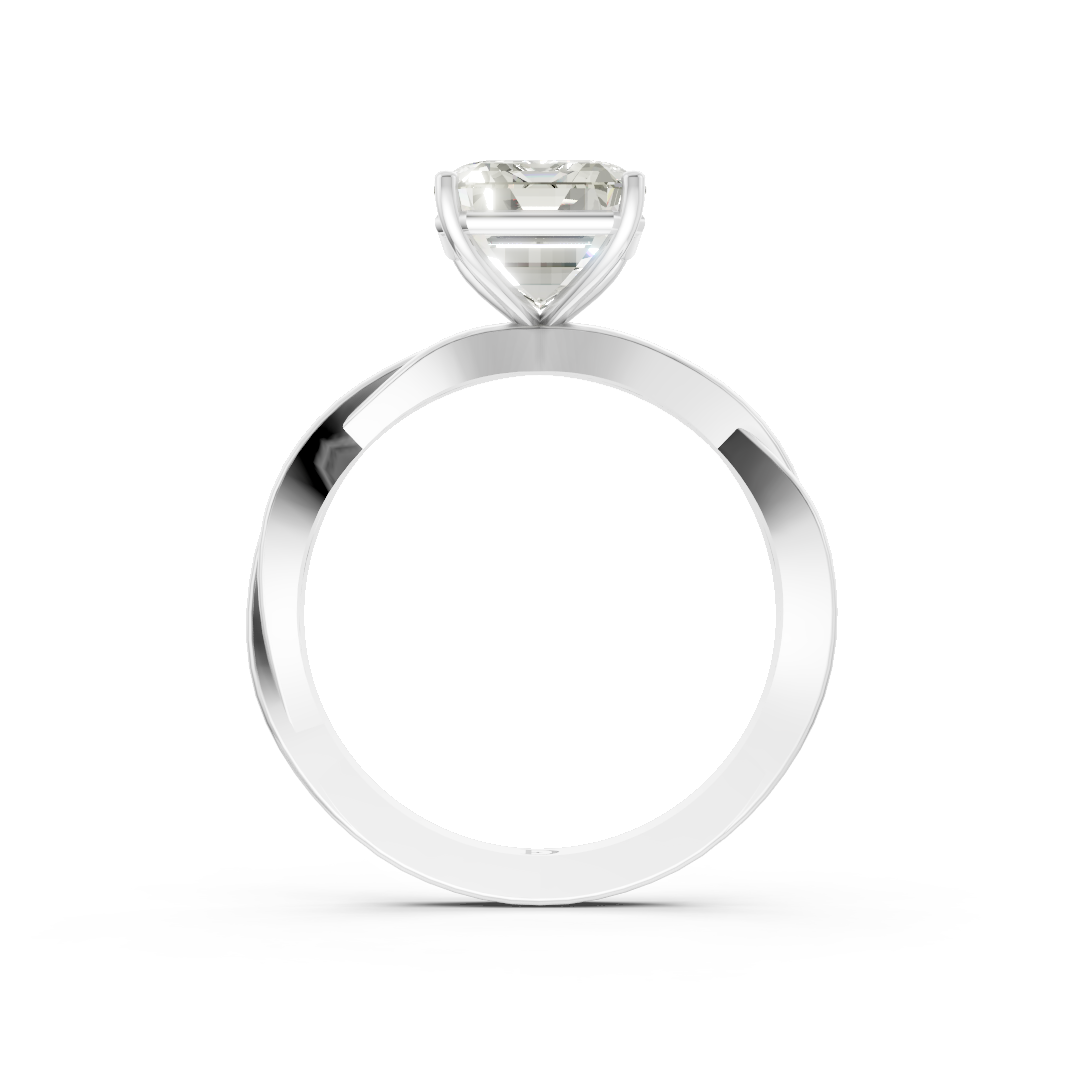 Emerald Cut Diamond Crisscross Ring