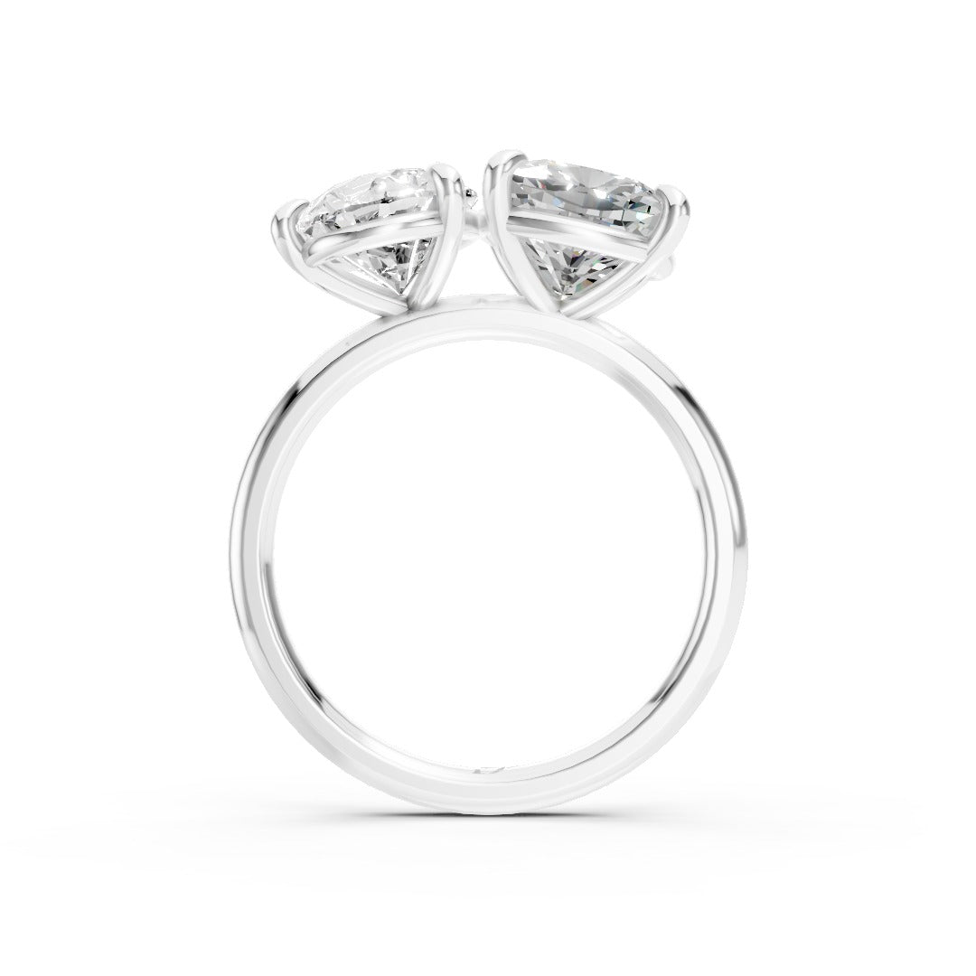 Toi et Moi Pear And Cushion Cut Engagement Ring