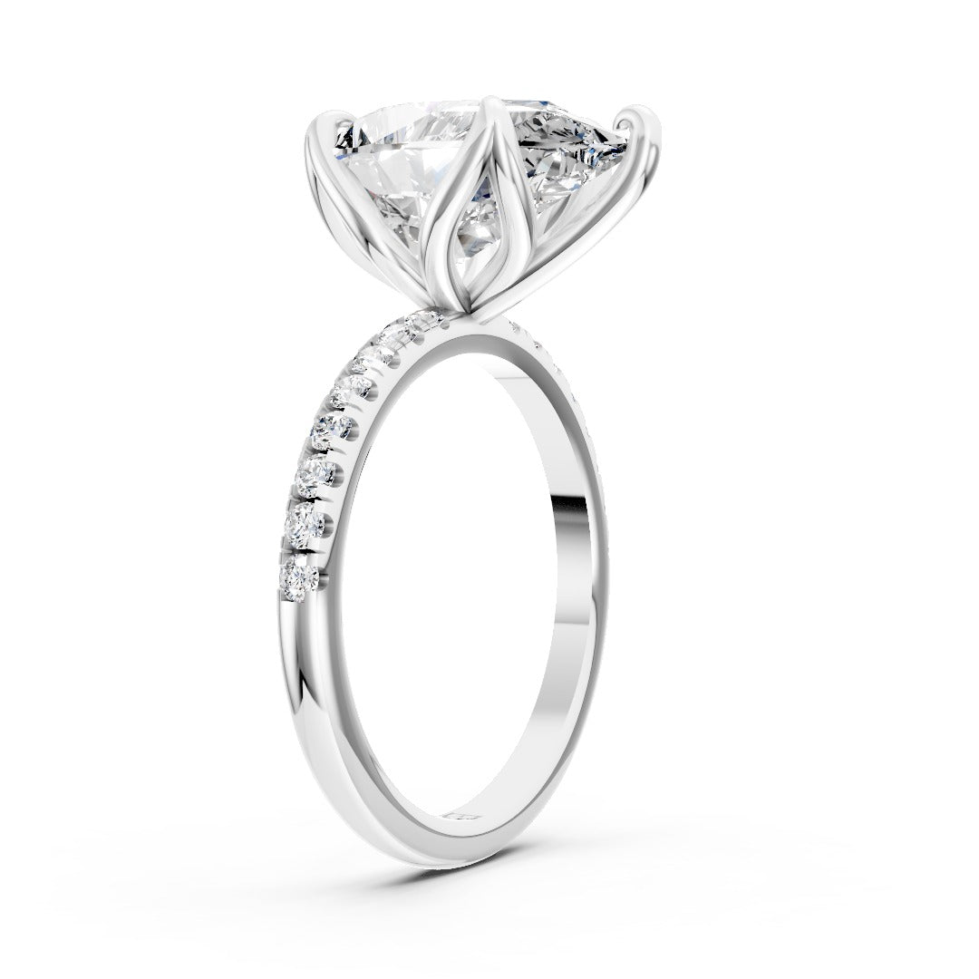 Pear Cut Diamond Engagement Ring with Petal Prongs
