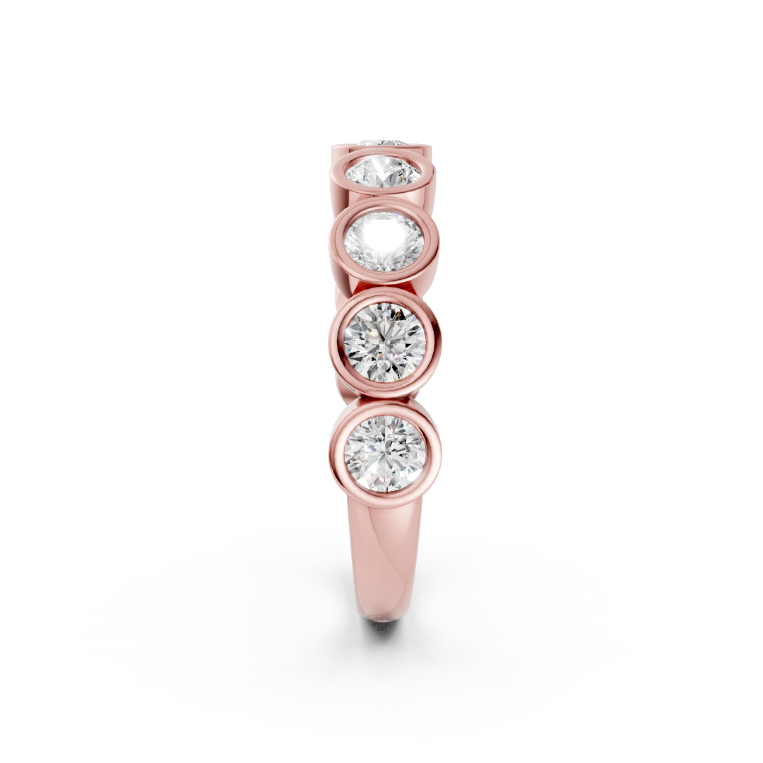 Bezel Set Round Diamond Half Eternity Band