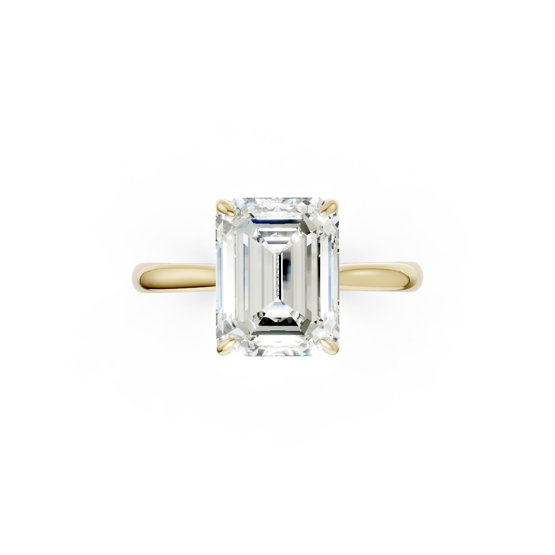 Emerald Cut Flower Prong ring