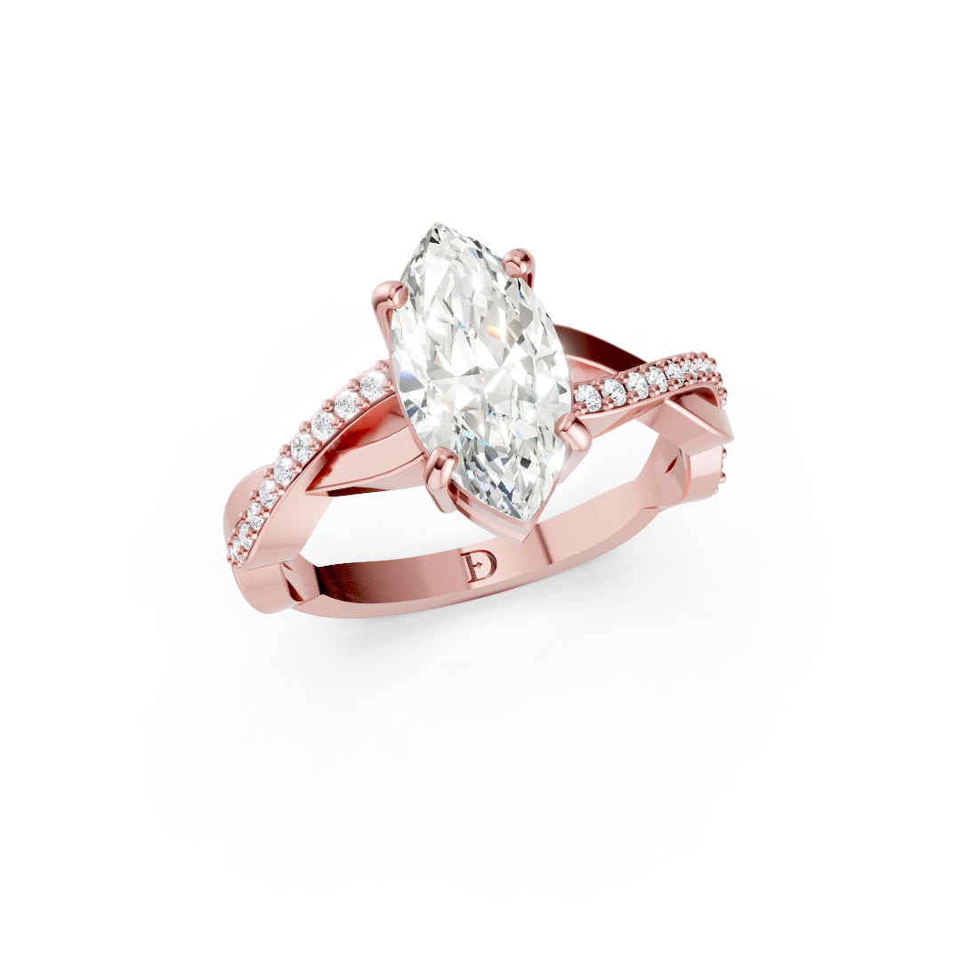 Marquise Cut Diamond Pave Set Criss-Cross Ring