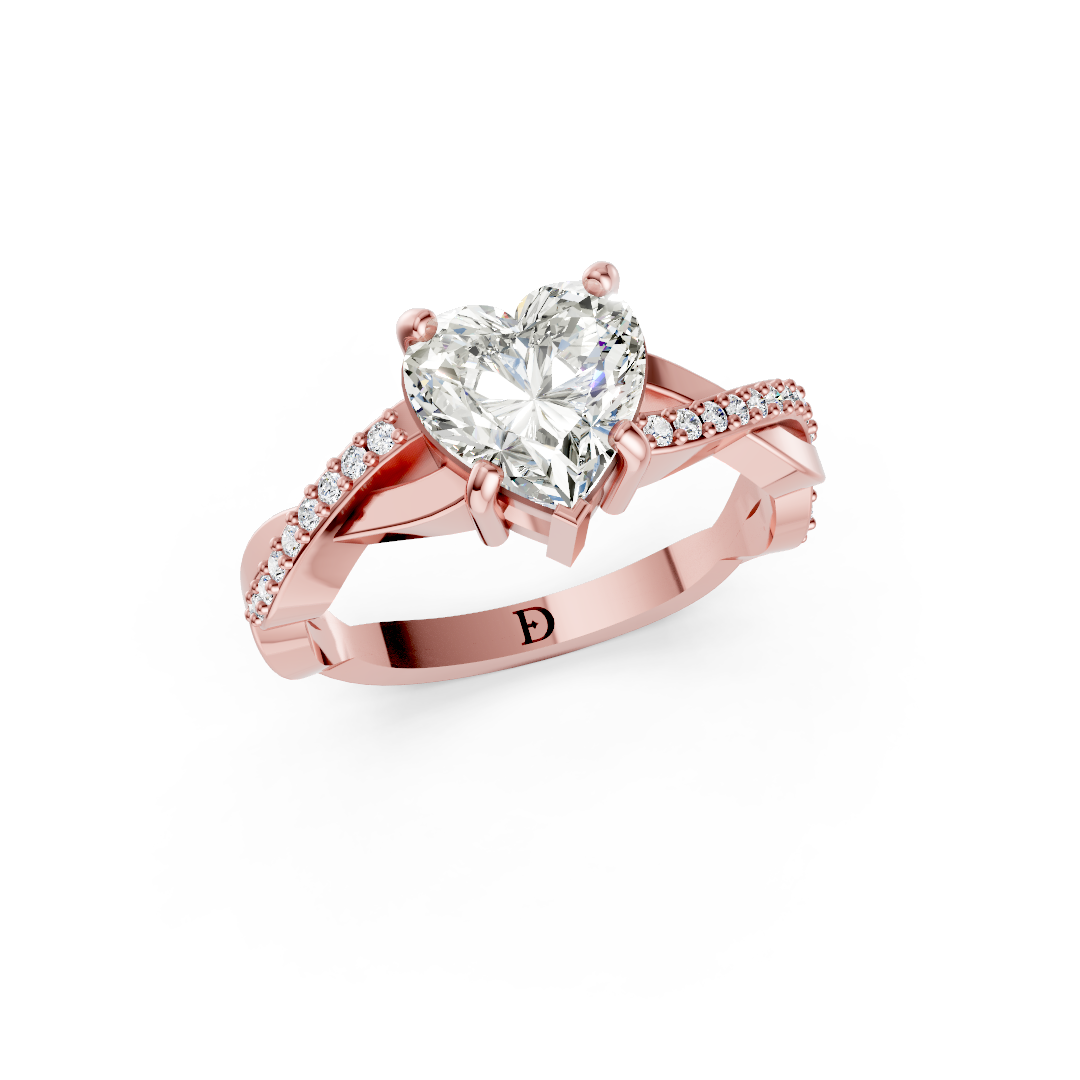 Heart Cut Diamond Pave Set Criss-Cross Ring