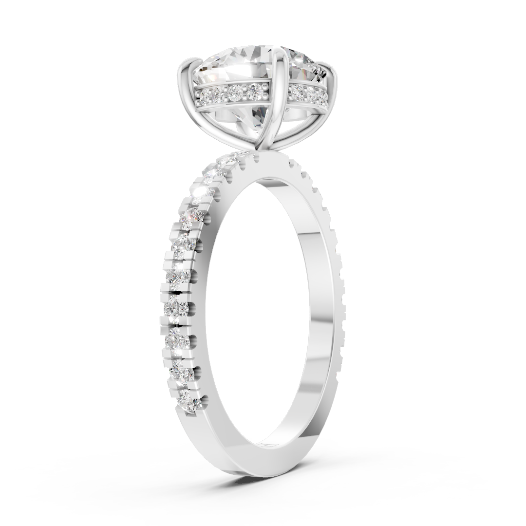 Round Diamond With Under-Halo Settings Ring