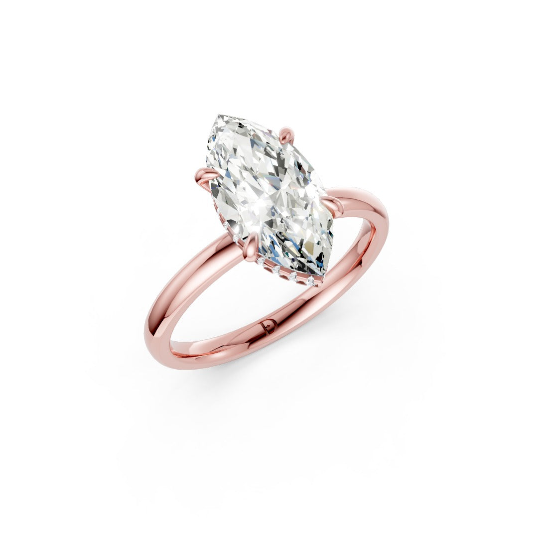 Hidden Halo Marquise Cut Diamond Engagement Ring