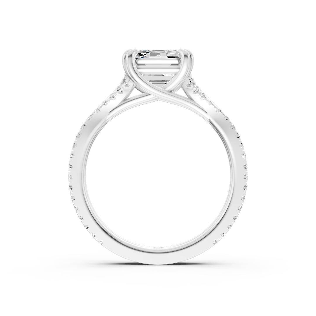 Asscher Diamond Double Band Engagement Ring