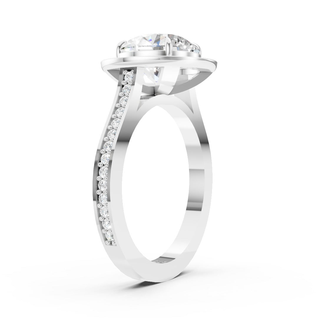 Round Cut Lab Grown Diamond Halo Engagement Ring