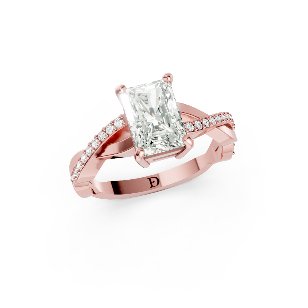 Radiant Cut Diamond Pave Set Criss-Cross Ring