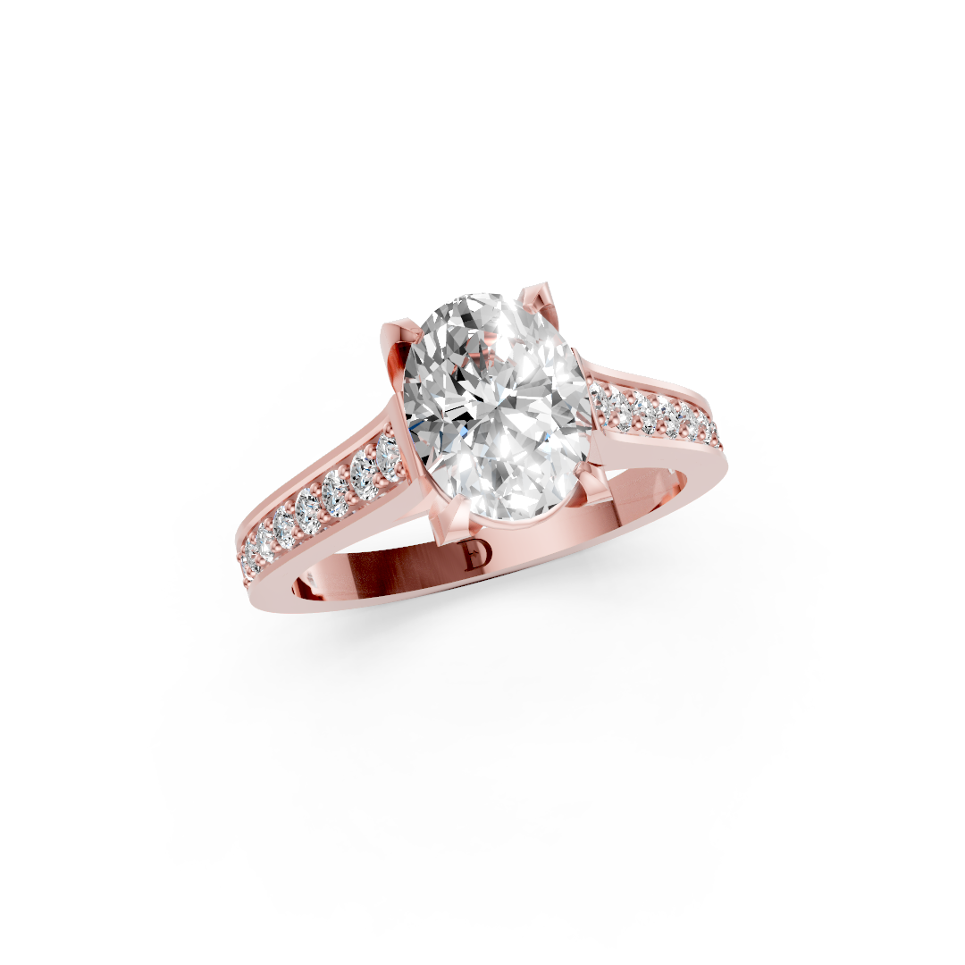Oval Cut Diamond with Pavé Bridge Hidden Halo Ring