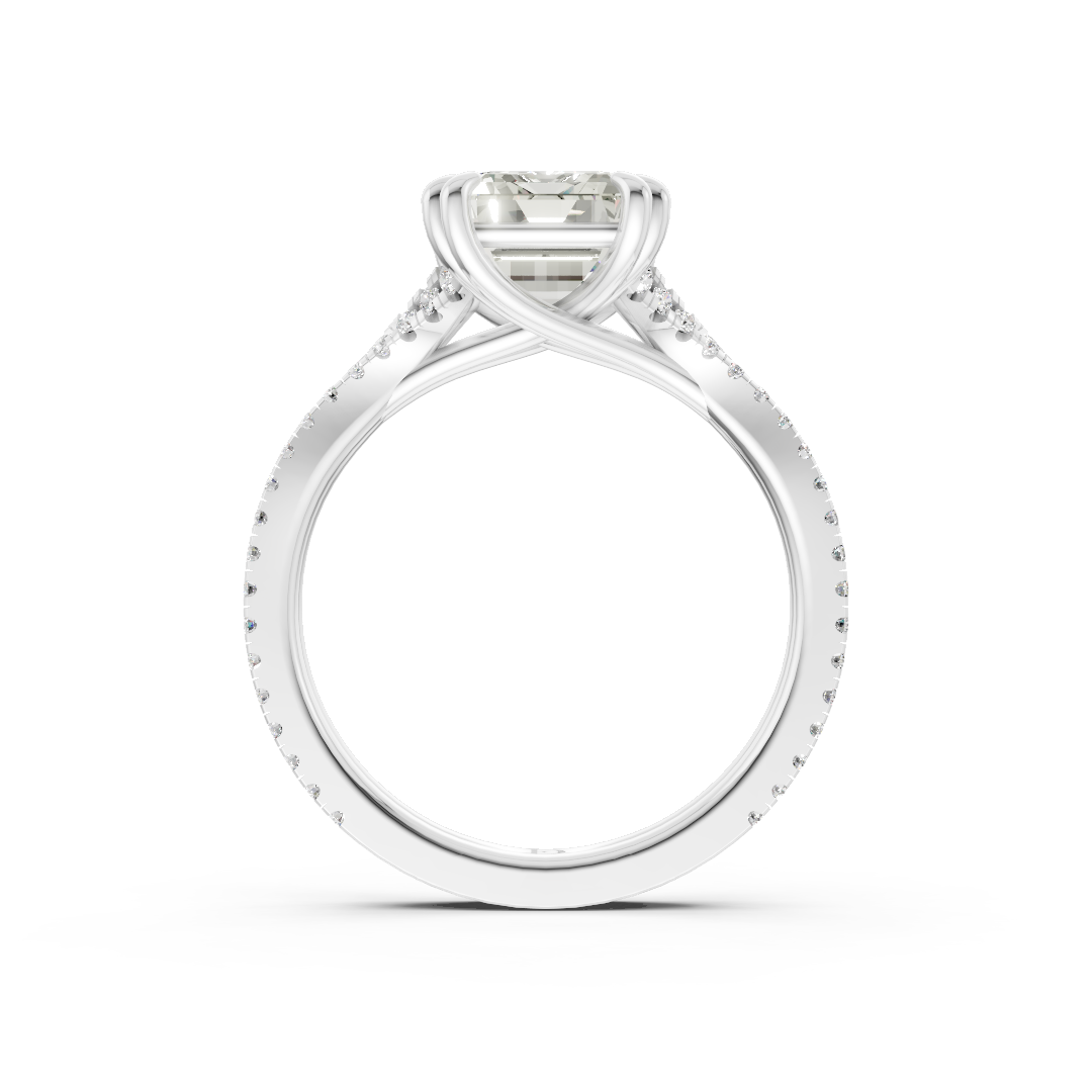 Emerald Diamond Double Band Engagement Ring