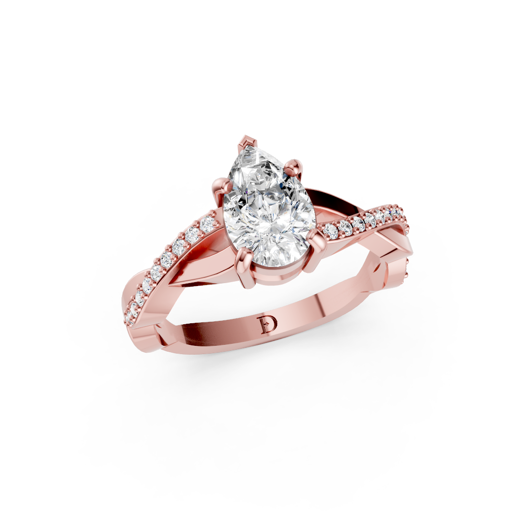 Pear Cut Diamond Pave Set Criss-Cross Ring