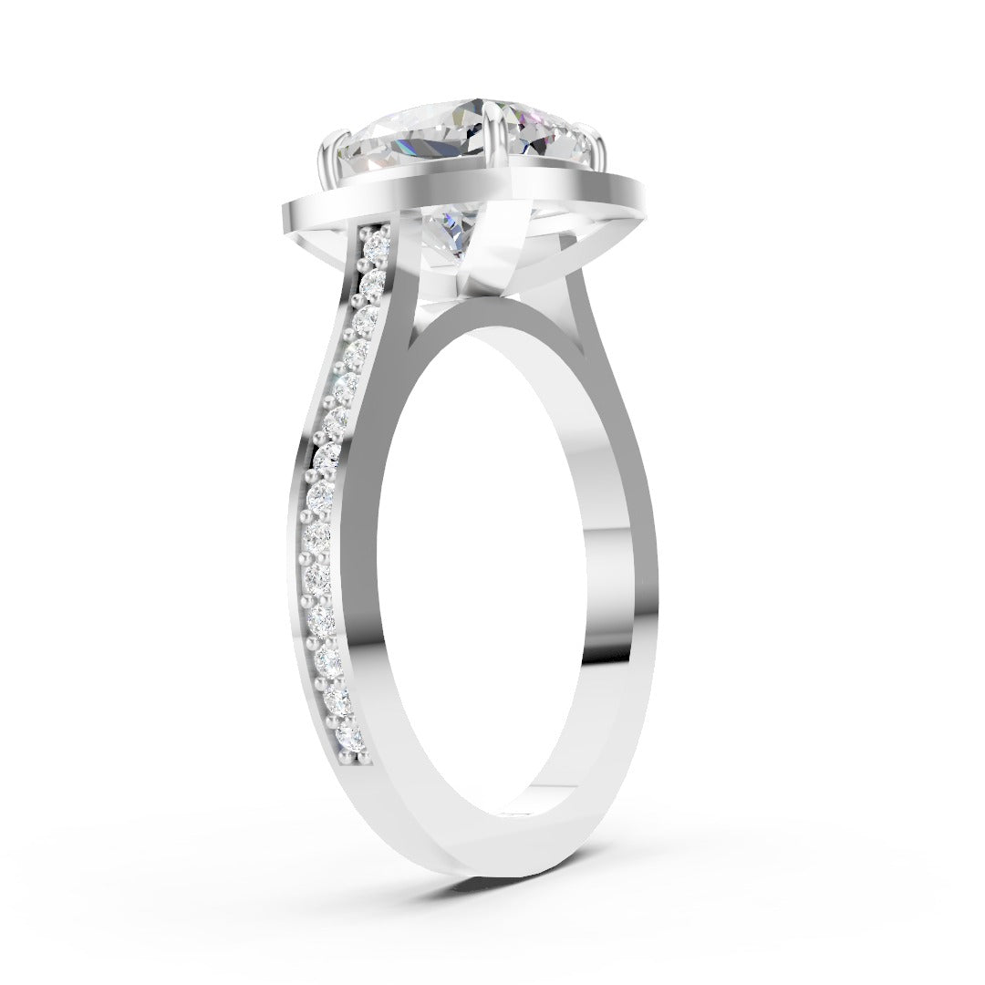 Cushion Cut Lab Grown Diamond Halo Engagement Ring