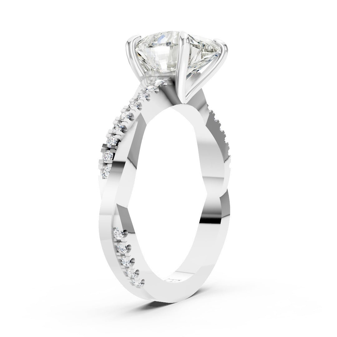 Heart Cut Diamond Twisted Anniversary Ring With Pave Band