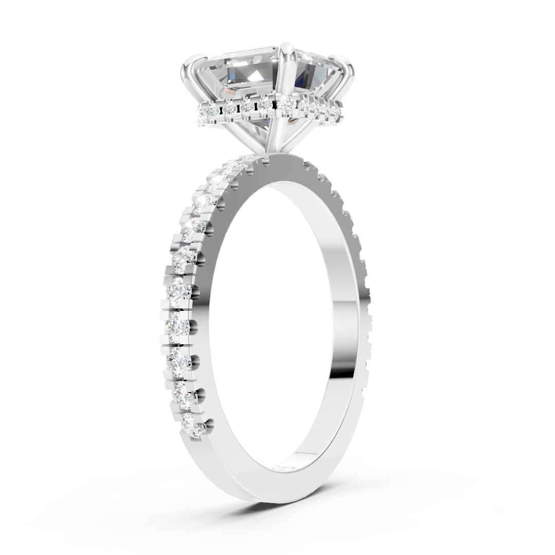 Asscher Diamond With Hidden Halo Anniversary Ring