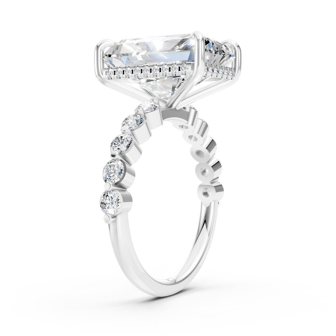 Radiant Cut Lab Grown Diamond Hidden Halo Ring