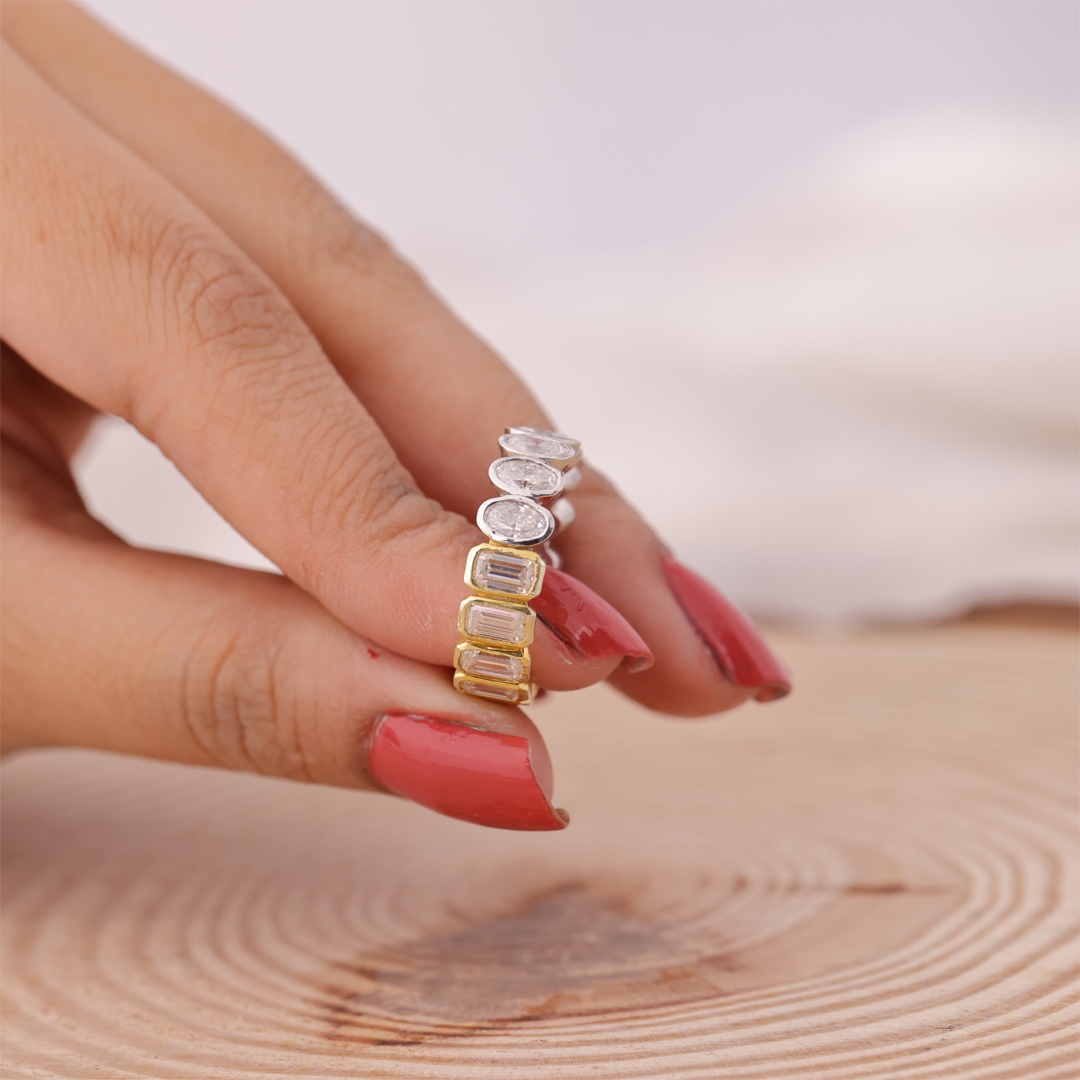 Oval & Emerald Diamond Full Eternity Band