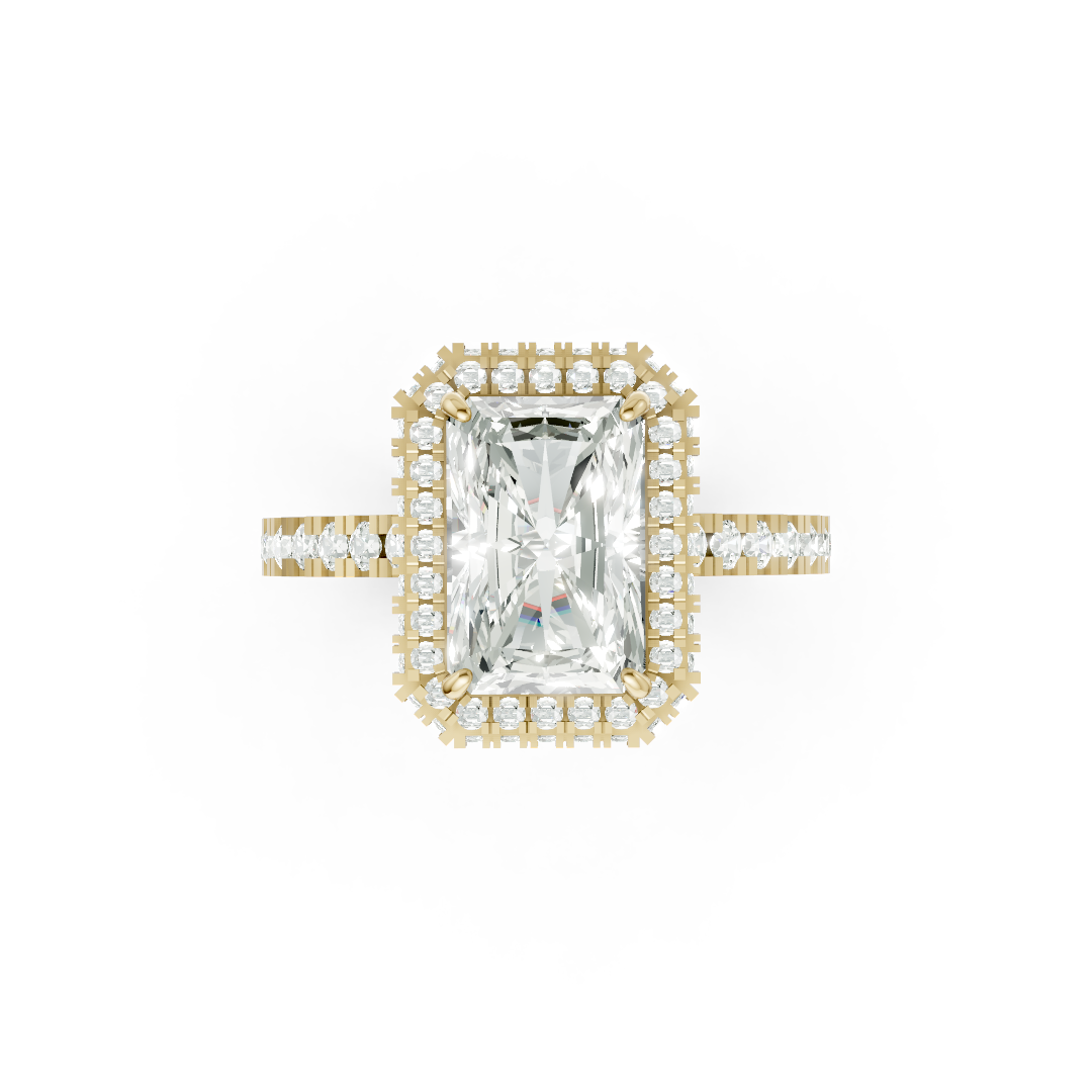 Radiant Diamond Halo Pave Set Ring