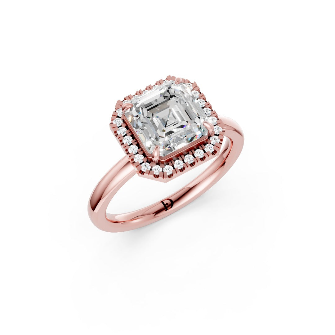 Asscher Cut Lab Created Diamond Halo Anniversary Ring