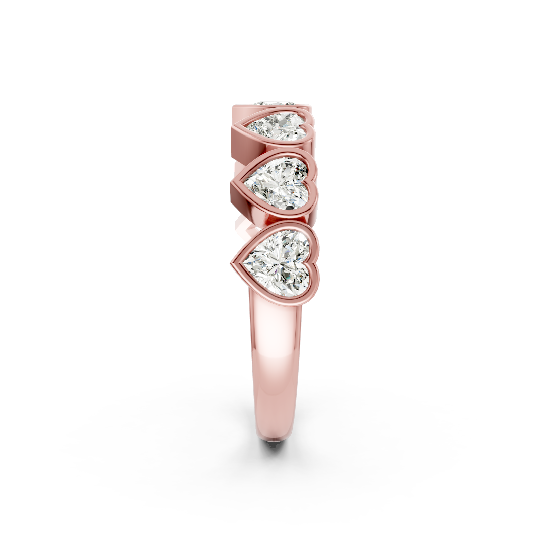 Bezel Set Heart Diamond Half Eternity Band
