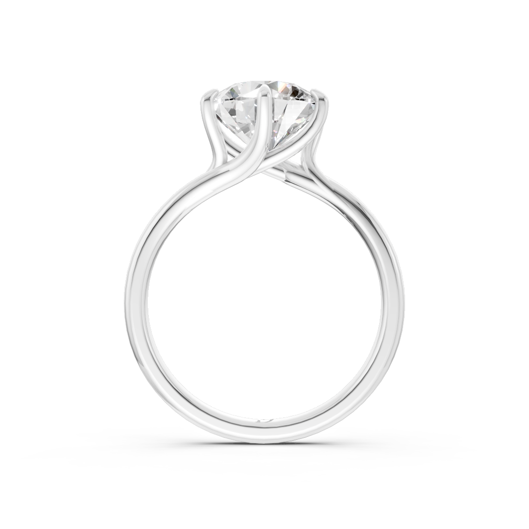 Round Diamond Bypass Shank Solitaire Ring