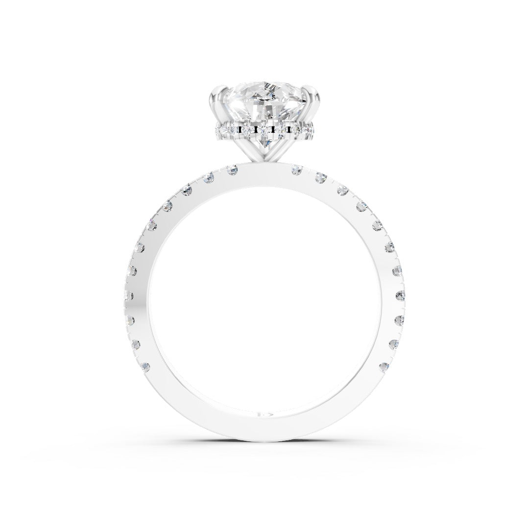 Pear Diamond With Hidden Halo Anniversary Ring