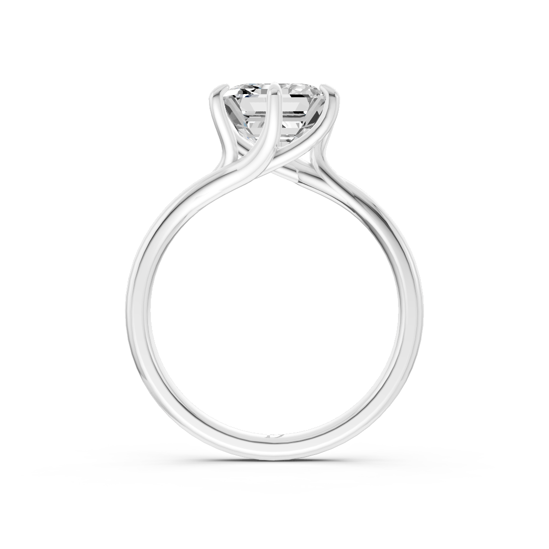Asscher Diamond Bypass Shank Solitaire Ring