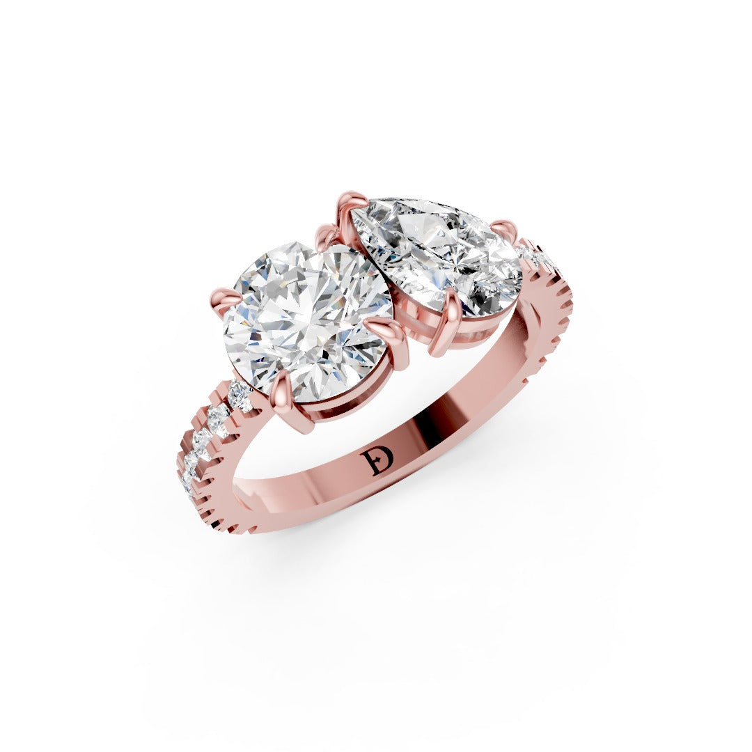 You And Me Round And Pear Diamond Ring