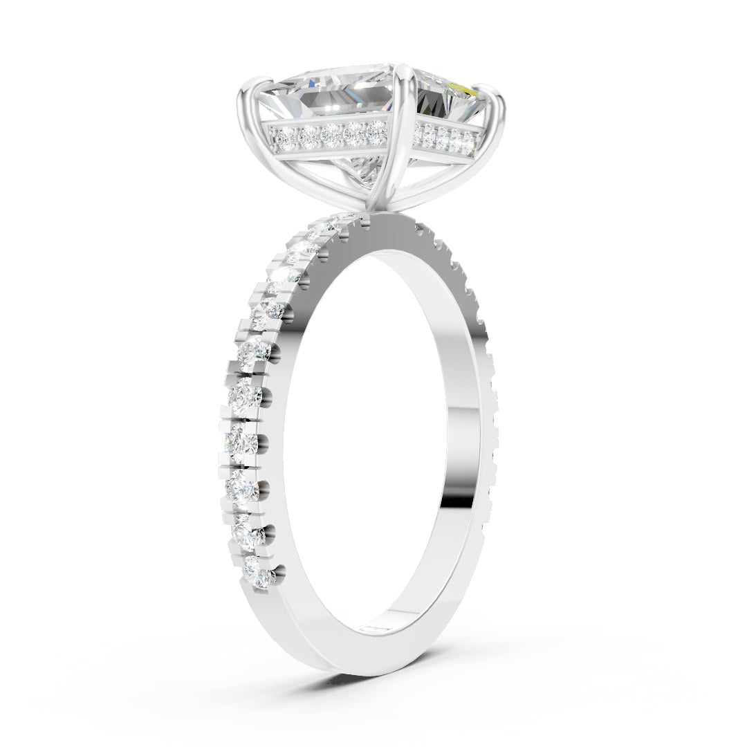 Princess Diamond With Under-Halo Settings Ring