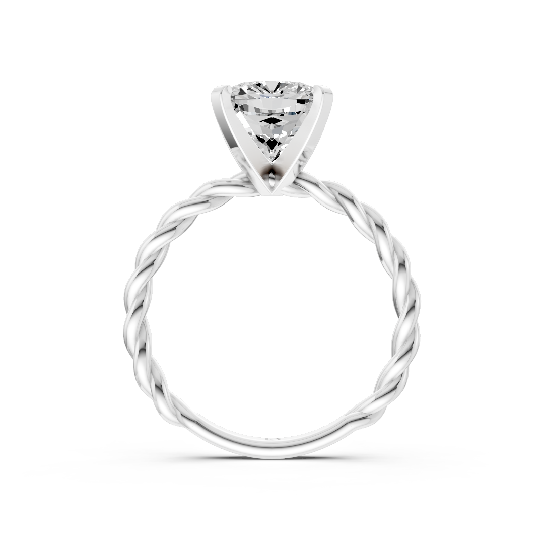 Cushion Diamond Twisted Shank Ring