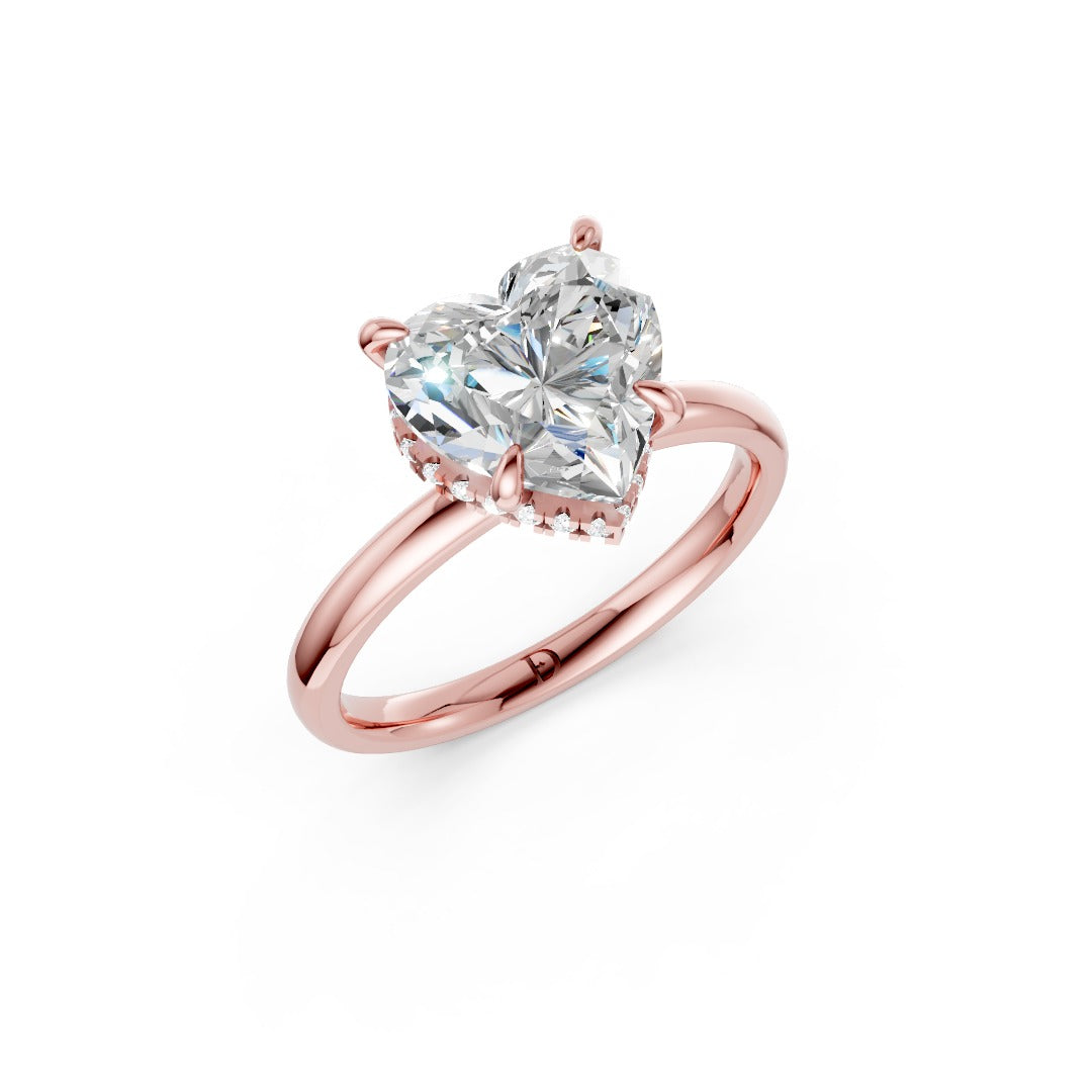 Hidden Halo Heart Cut Diamond Engagement Ring