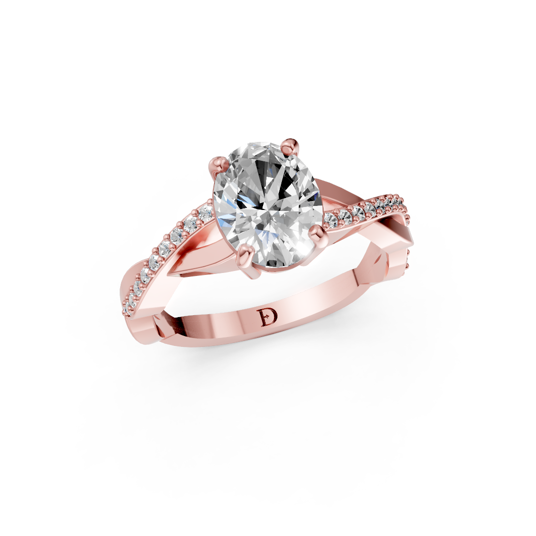 Oval Cut Diamond Pave Set Criss-Cross Ring