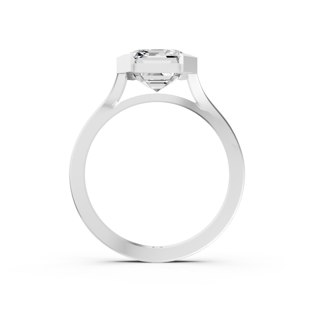 Asscher Cathedral Half Bezel Solitaire Ring