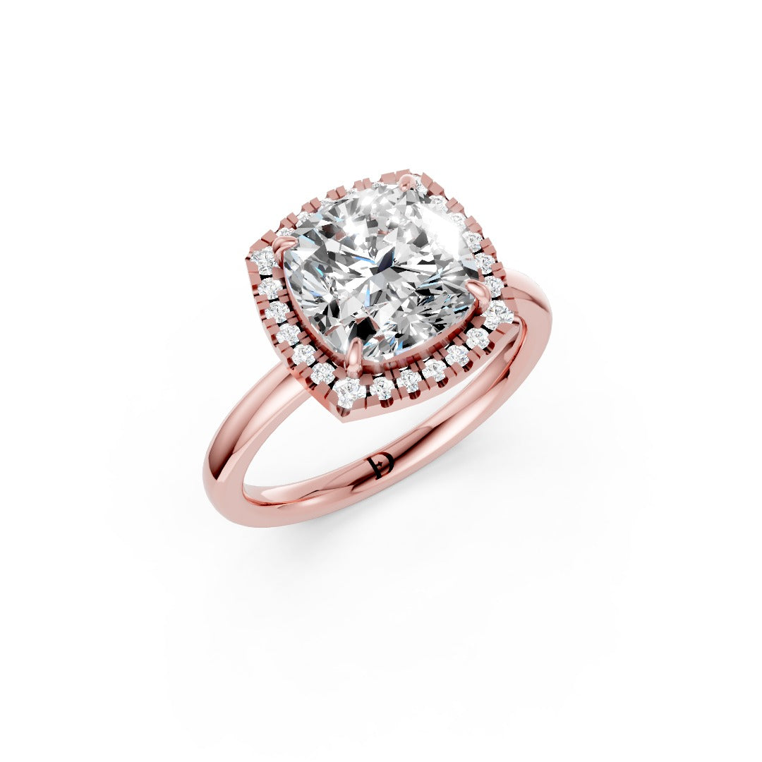 Cushion Cut Lab Created Diamond Halo Anniversary Ring