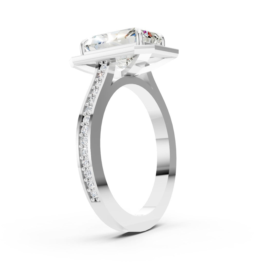Radiant Cut Lab Grown Diamond Halo Engagement Ring