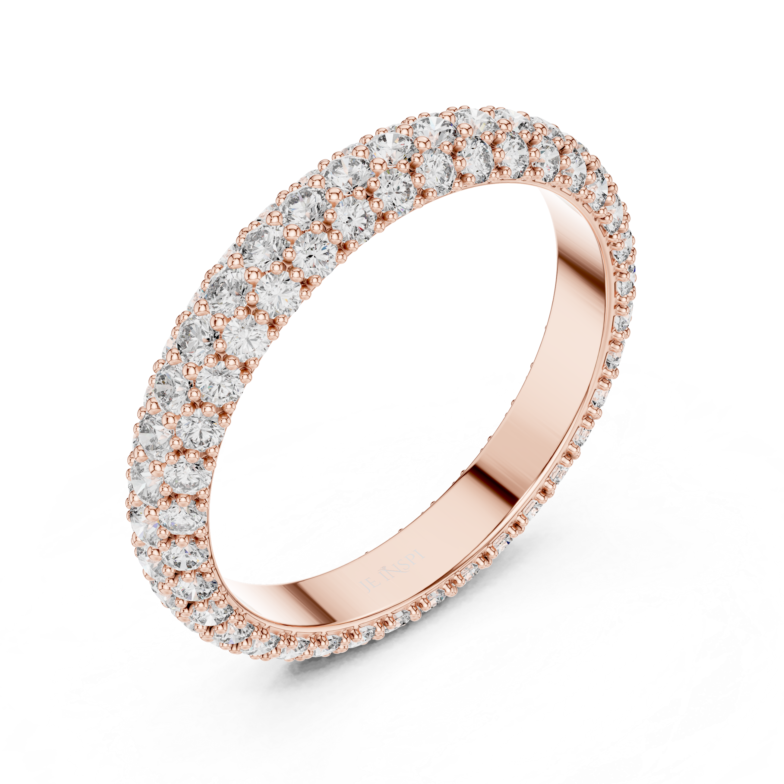 Triple Row Round Cut Diamond Full Eternity Stacking Band