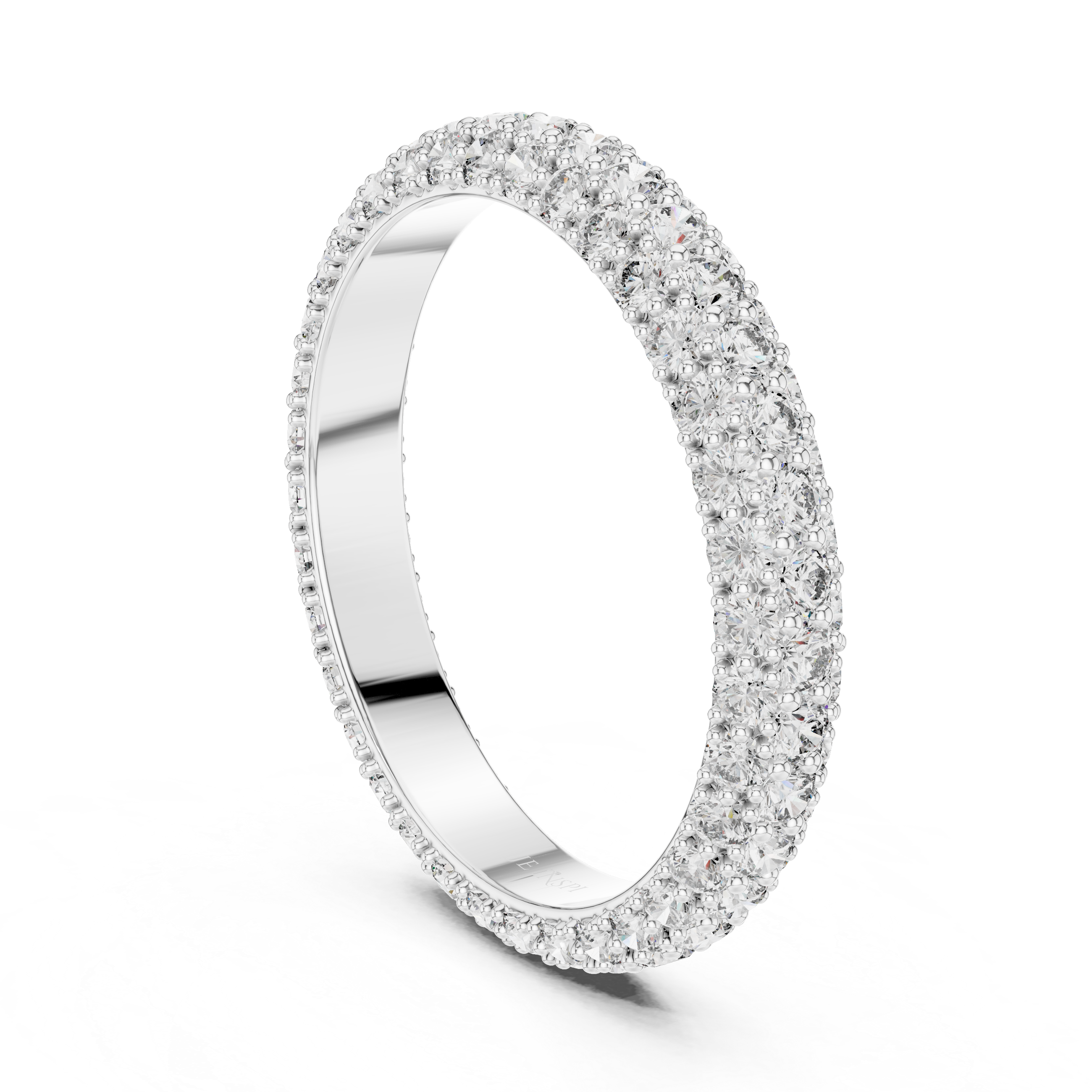 Triple Row Round Cut Diamond Full Eternity Stacking Band