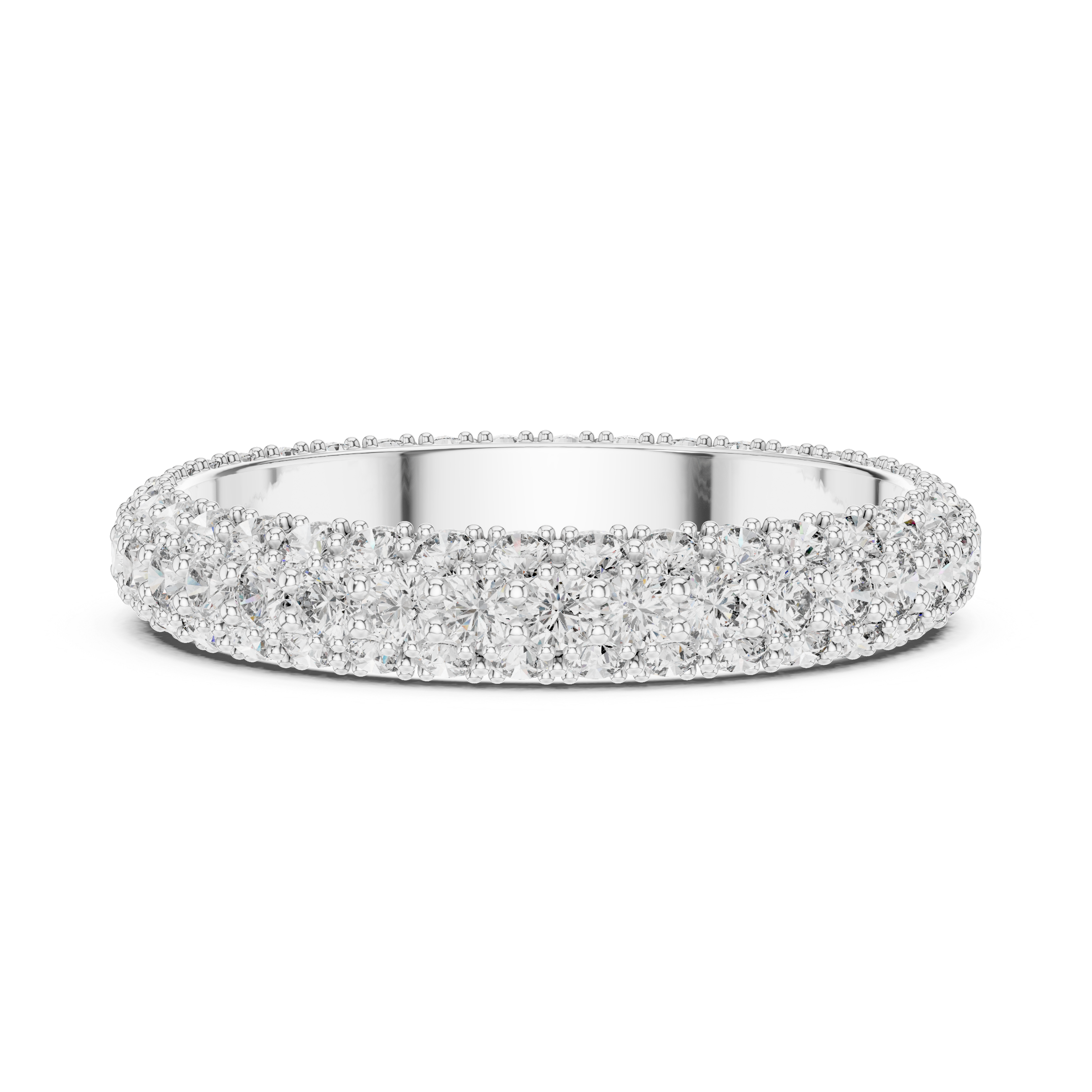 Triple Row Round Cut Diamond Full Eternity Stacking Band