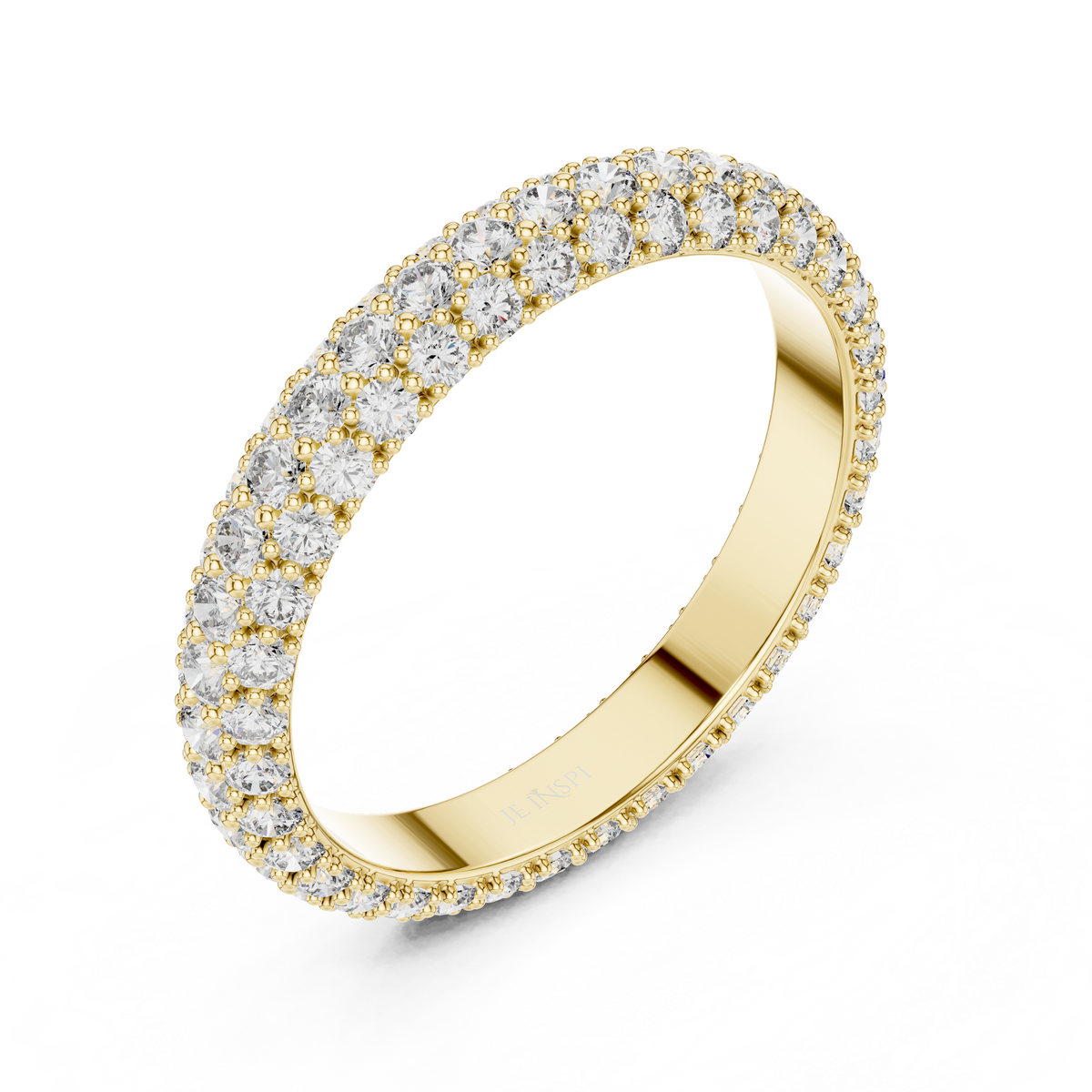 Triple Row Round Cut Diamond Full Eternity Stacking Band