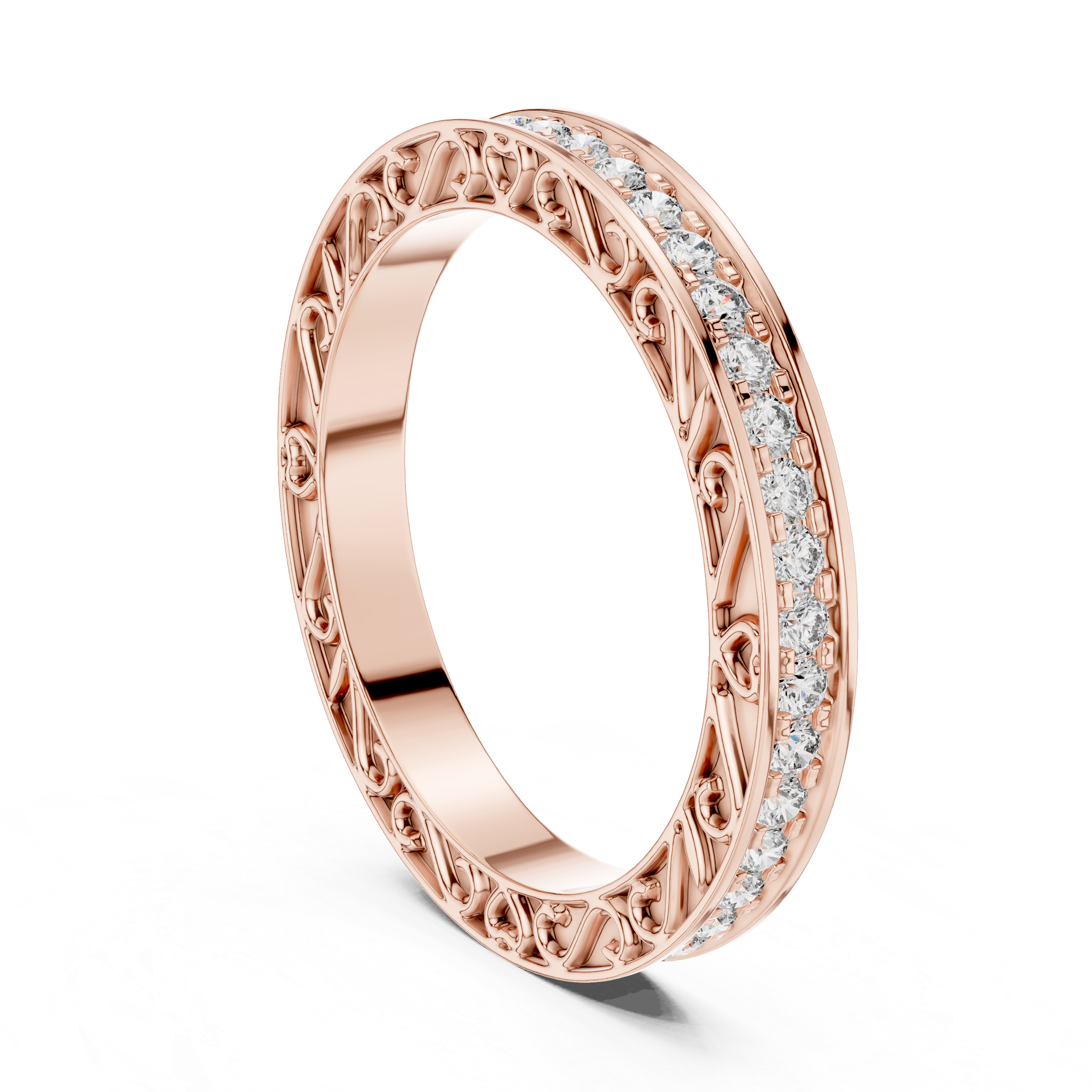 Vintage Inspired Filigree Diamond Eternity Band
