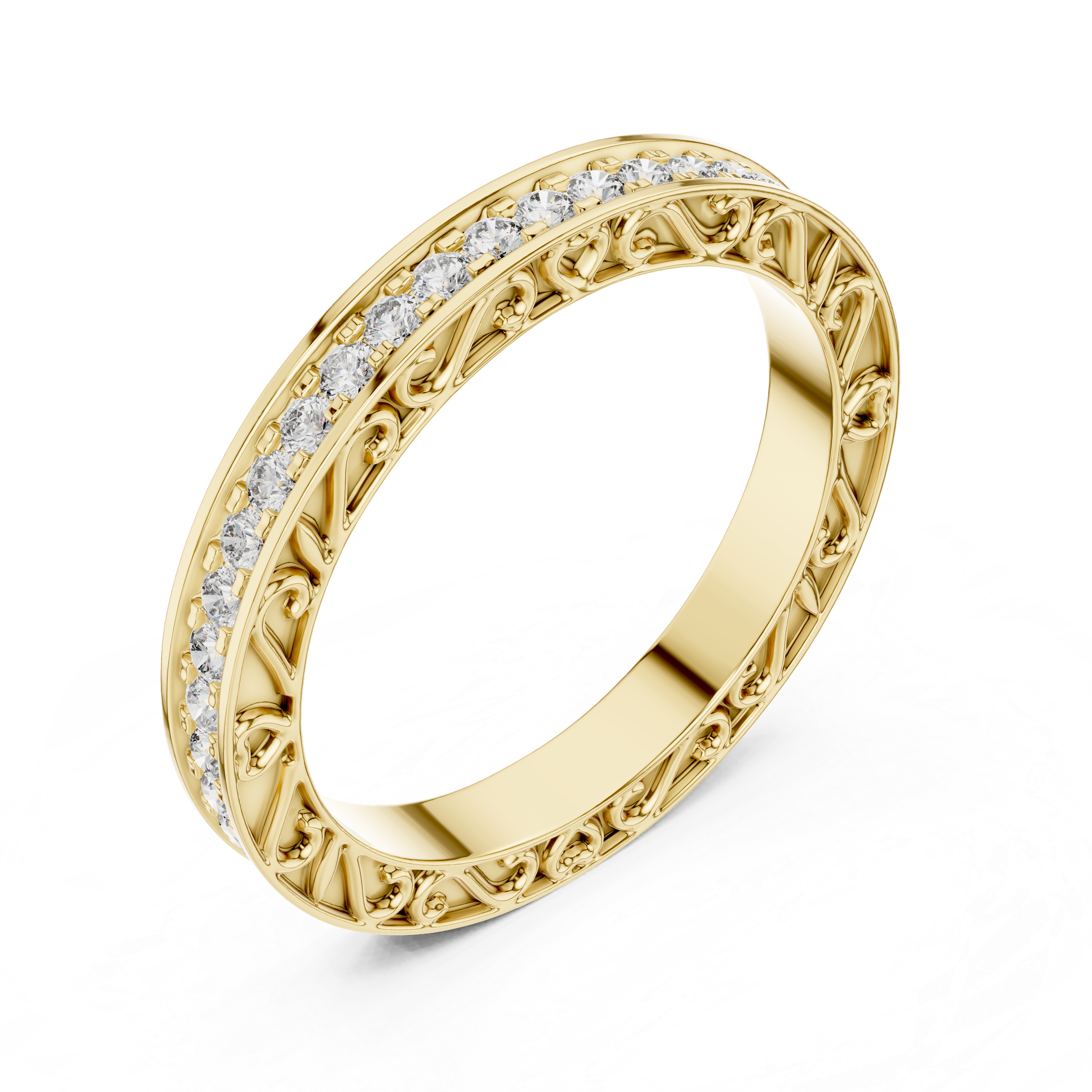 Vintage Inspired Filigree Diamond Eternity Band