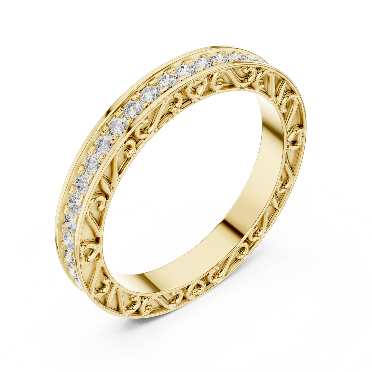 Vintage Inspired Filigree Diamond Eternity Band