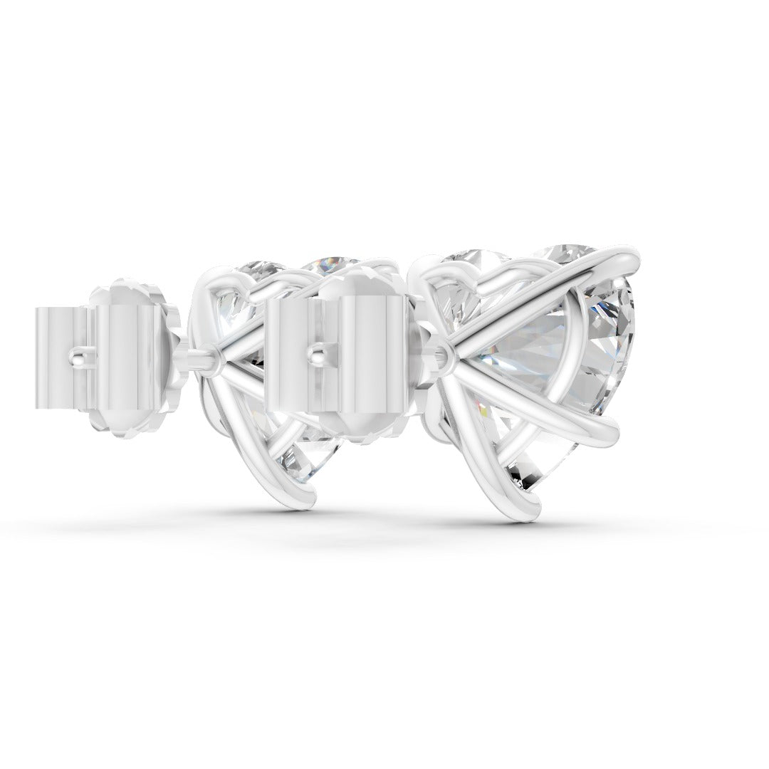 Heart Brilliant Cut Diamond Stud Earrings