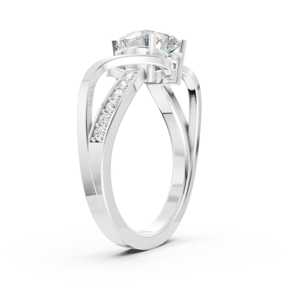 Heart Cut Diamond Bypass With Ribbon Wrap Set Ring